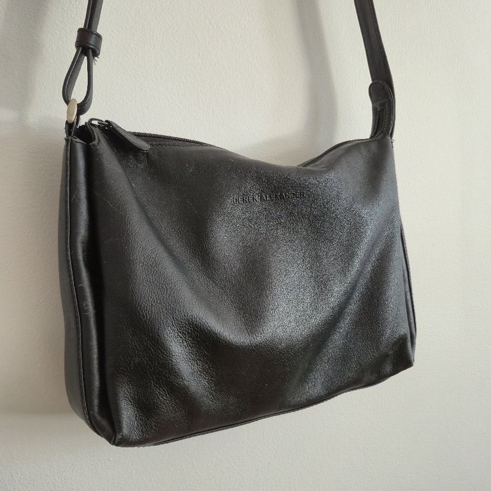 Derek Alexander Black Leather Crossbody  Bag